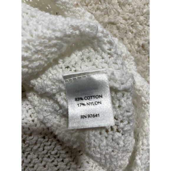 J. Jill Textured Scoop Neck Sweater Womens XL 3/4 Sleeve White Open Knit - Picture 5 of 8